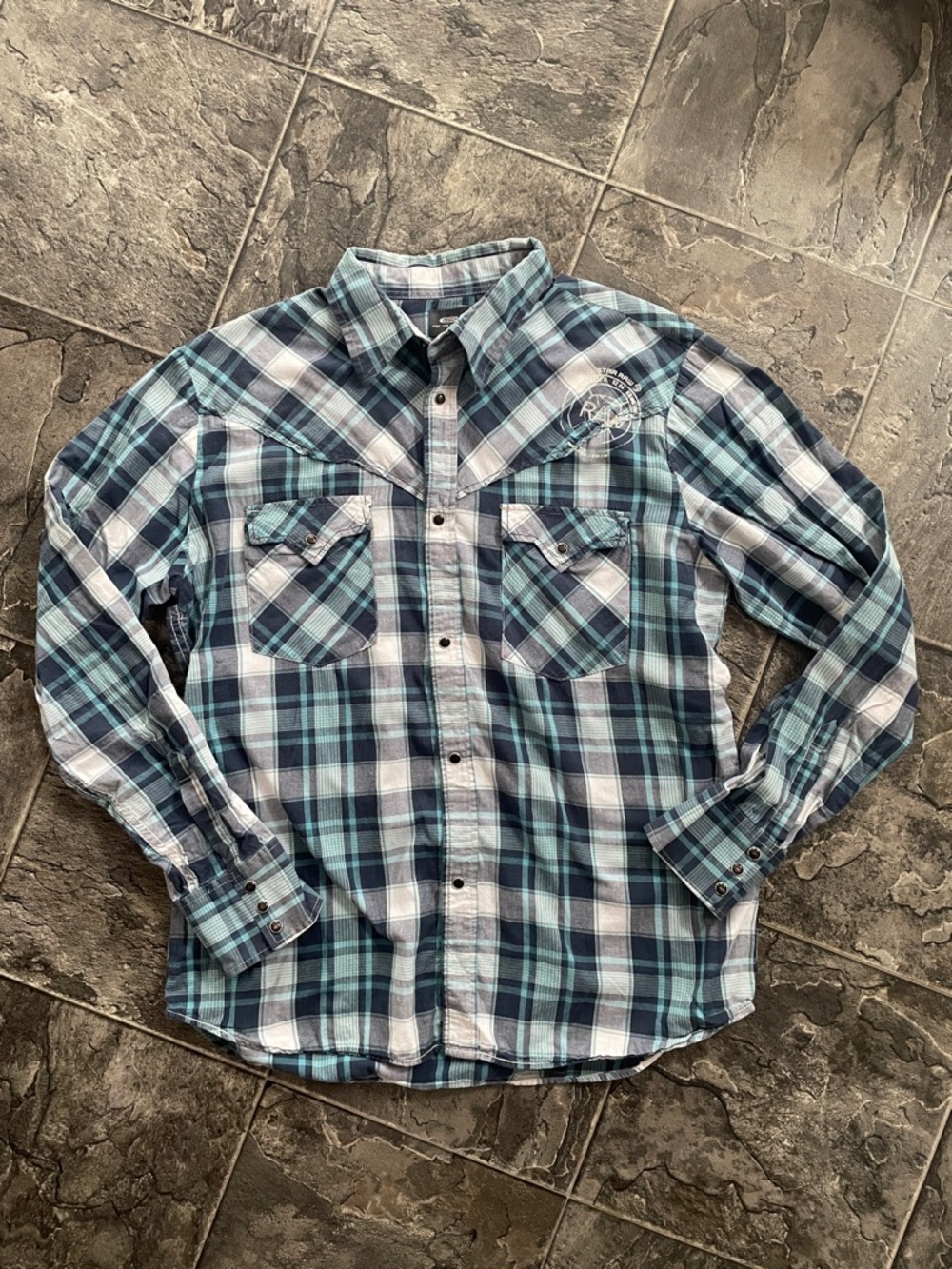 G-STAR RAW Men's Urban Plaid Snap-Button Western Style Rodeo Soft Cotton Shirt